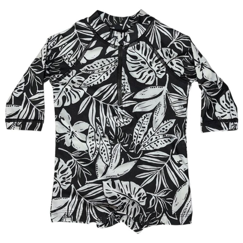 Member's Mark Baby Boys UPF 50+ Rashguard One-Piece Swimsuit - Black